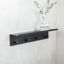 Base Hook Strip With Shelf, Brushed Stainless