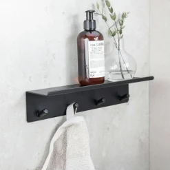 Base Hook Strip With Shelf, Brushed Stainless