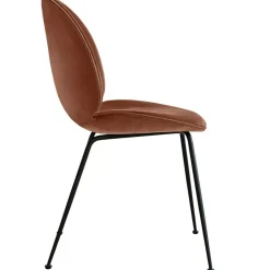 Beetle Chair Upholstered Black Base / Velvet, Rusty Red