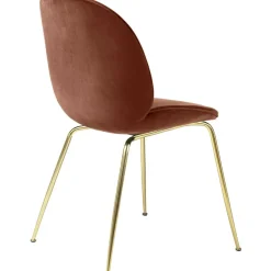 Beetle Chair Upholstered Brass Base/ Velvet, Rusty Red