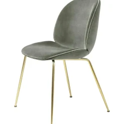 Beetle Chair Upholstered Brass Base/ Velvet, Rusty Red