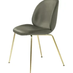 Beetle Chair Upholstered Brass Base/ Velvet, Rusty Red