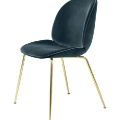 Beetle Chair Upholstered Brass Base/ Velvet, Rusty Red