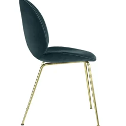 Beetle Chair Upholstered Brass Base/ Velvet, Rusty Red