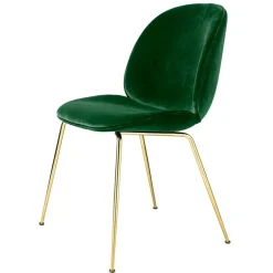 Beetle Dining Chair Fully Upholstered, Conic Base Brass, Velluto Cotone 234