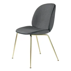 Beetle Dining Chair Fully Upholstered, Conic Base Brass, Velluto Cotone 234