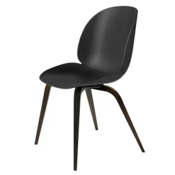 Beetle Dining Chair Unupholstered, Wood Base Smoked Oak, Black