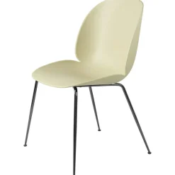 Beetle Dining Chair Unupholstered, Conic Base Black Chromed, Pebble Brown