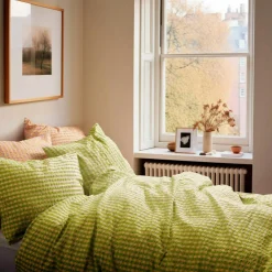 Bæk & Bølge Pillowcase 60x63 cm, Green/Pale Pink