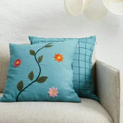 Bloom Cushion Cover 50x50 cm, Sky Blue