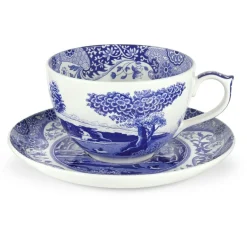 Blue Italian Jumbo Cup With Saucer, 56 cl