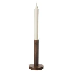 Candlestick Dark Brown Wood, 15x8 cm