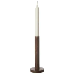 Candlestick Dark Brown Wood, 15x8 cm