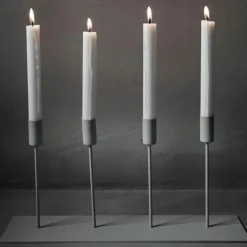 Candlestick Metal, 42 cm Beige