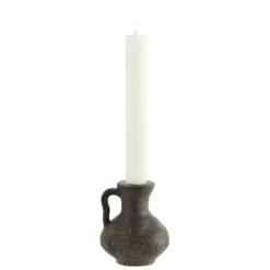 Candlestick Stoneware 9,5 cm, Dark Brown