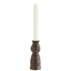 Candlestick Stoneware 14,5 cm, Dark Brown