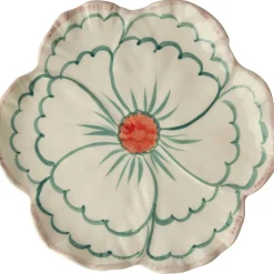 Ceramic Plate Flower Shaped 19,5 cm With Yellow Border