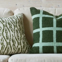 Check Cushion Cover 50x50 cm, Cactus Green / Aqua