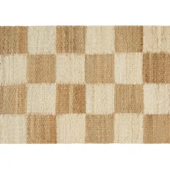 Chess Door Mat 60x90 cm, Natural Jute / Off-white