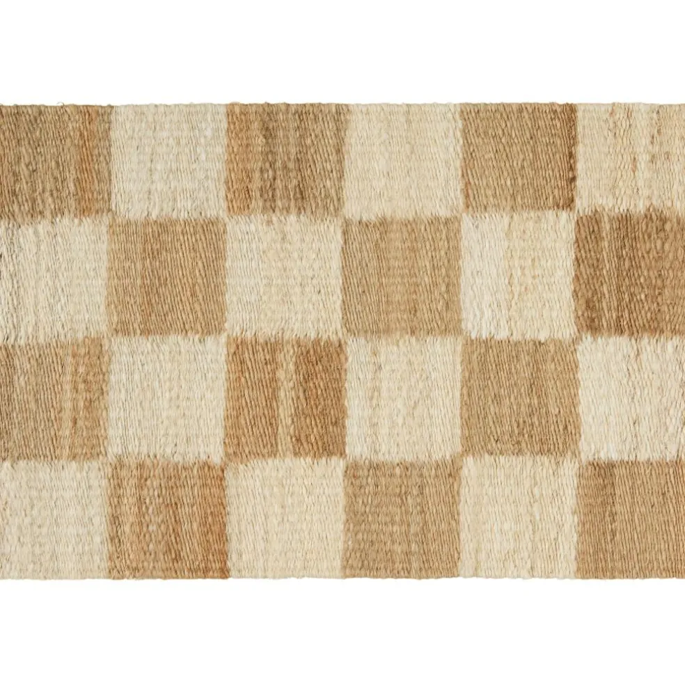 Chess Door Mat 60x90 cm, Natural Jute / Off-white