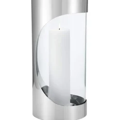 Chrome Contours Tea Light Holder Stainless Steel, 28 cm