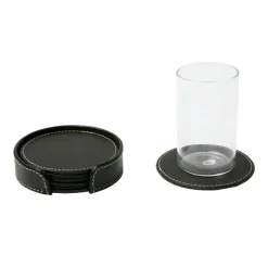 Coasters Round 6 Pcs, Black