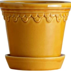 Copenhagen Pot With Saucer Yellow, Ø12 cm