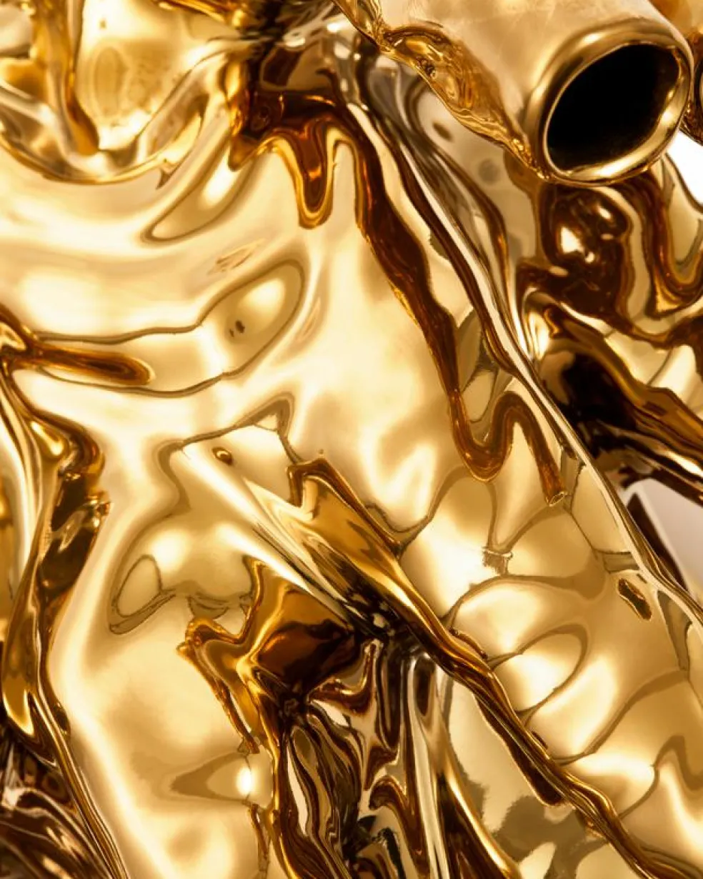 Coral Vase Gold, 10 Tulips