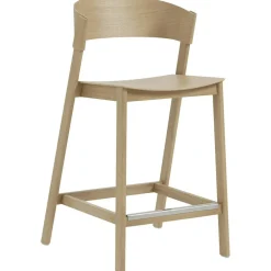 Cover Bar Chair With Backrest 75 cm, Oak / Cognac Leather