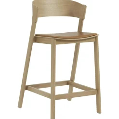 Cover Bar Chair With Backrest 75 cm, Oak / Cognac Leather