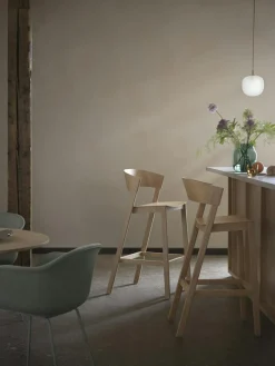 Cover Bar Chair With Backrest 75 cm, Oak / Cognac Leather