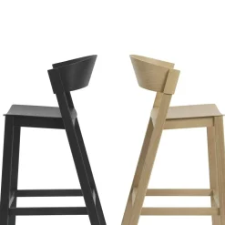 Cover Bar Chair With Backrest 75 cm, Oak / Cognac Leather