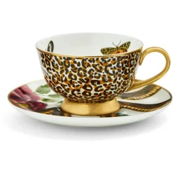 Creatures Of Curiosity Teacup With Saucer, Leopard/Snake
