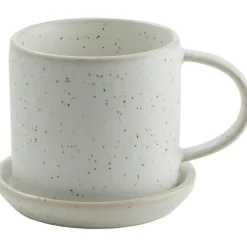 Cup With Saucer 7 cm, White/Spotted