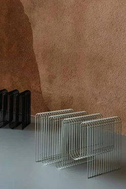 Curva Magazine Rack, Silver