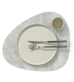 Curve L Placemat Table Mat, 37x44 cm, White/Gray