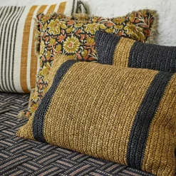 Cushion Cover Raphia 40x60 cm, Black/Natural