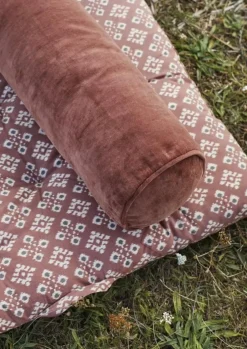 Cushion Velvet Bolster, Ecru