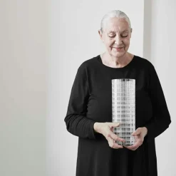 Cut In Number Vase Checked, 33 cm