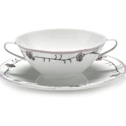 Dark Viola Soup Bowl With Saucer