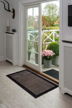 Dot Door Mat, Black / Beige, 90x60 cm
