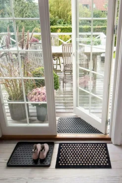 Dot Door Mat, Black / Beige, 90x60 cm