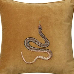 Embroidered Cobra Cushion Cover 50x50 cm, Beige