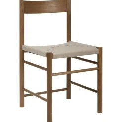 F Chair, Fumed Oak / Webbing In Linen