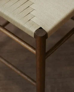 F Chair, Fumed Oak / Webbing In Linen