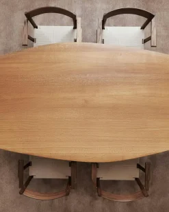 F Chair, Fumed Oak / Webbing In Linen