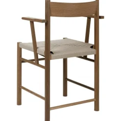 F Chair, Fumed Oak / Webbing In Linen