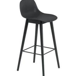 Fiber Bar Stool Wood With Backrest 65 cm, Natural White / Oak