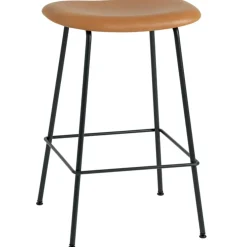 Fiber Tube Bar Stool 75 cm, Refine Leather Cognac / Black