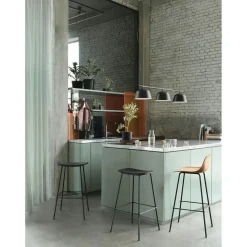 Fiber Tube Bar Stool 75 cm, Refine Leather Cognac / Black